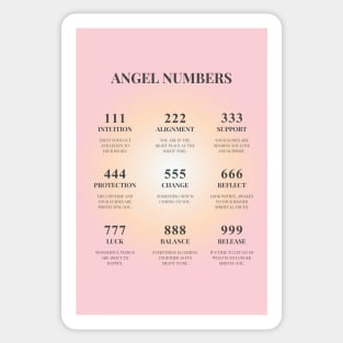 Angel Numbers Chart Pink and Orange Aura Sticker